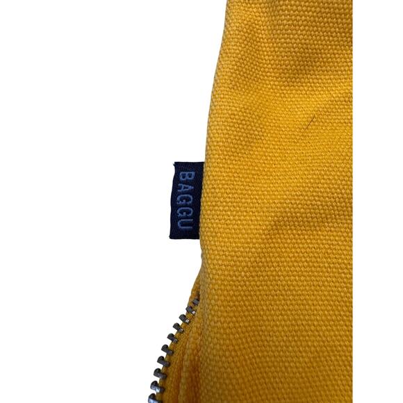 BAGGU Yellow Canvas Drawstring Flap Backpack Zippered Pocket Click Closure main image 9
